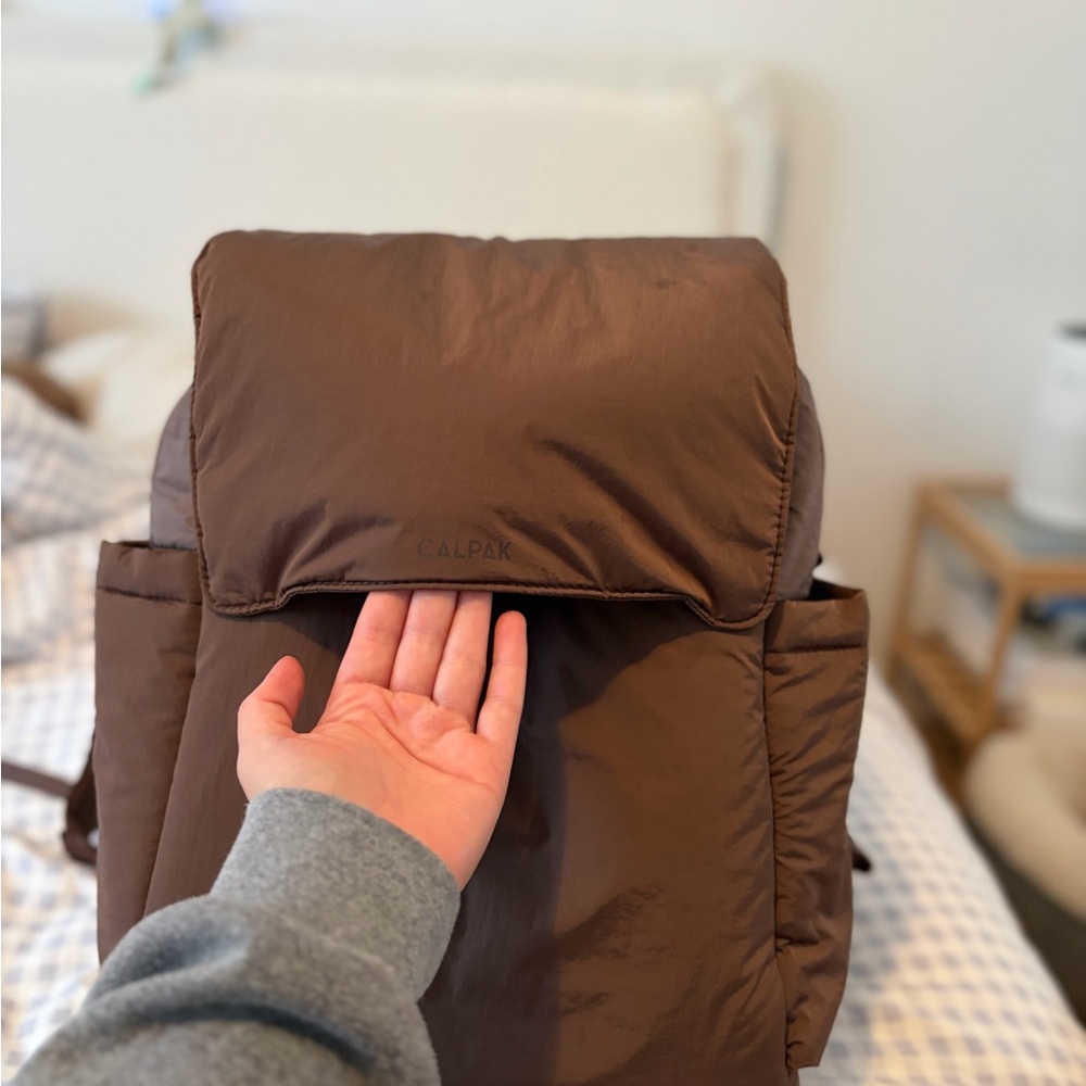 Calpak Brown Quilted Backpack-Style Bedding Accessory